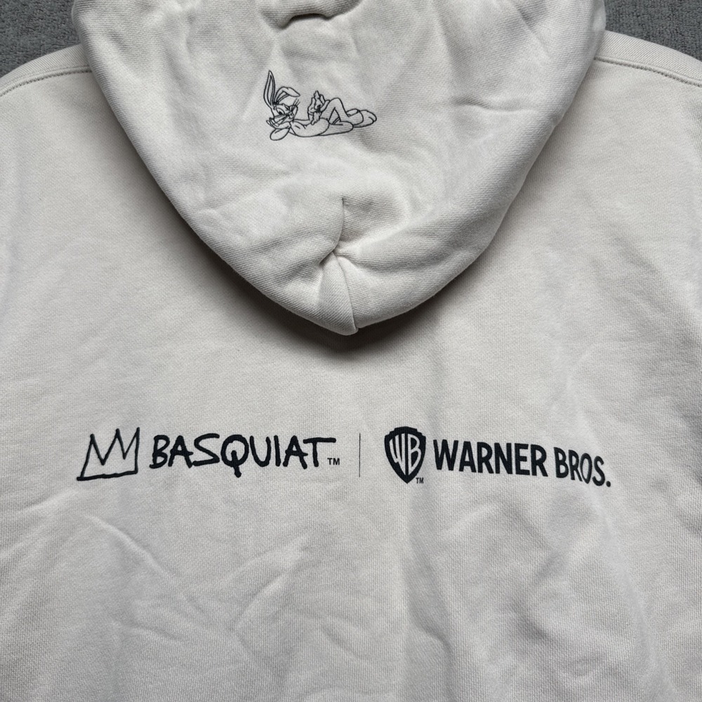 Uniqlo Basquiat Warner‎ Bros Bugs Bunny Hoodie White Graphic Sweatshirt M - Picture 10 of 11